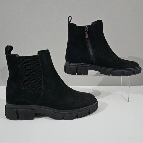 NEW Blondo Posey Ankle Bootie Womens 9 Black Suede Waterproof Platform Chelsea - Picture 3 of 13